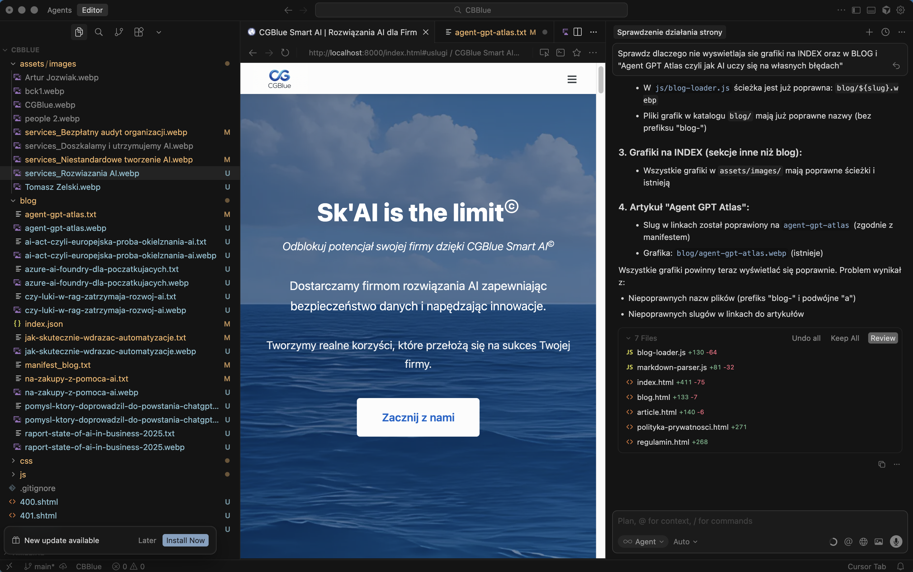 Jak powstała strona CGBlue Smart AI